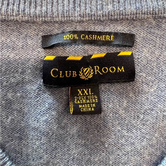 Club Room 100% Cashmere Men’s V-Neck Sweater - XXL Navy Heather Blue Tone - Picture 6 of 9
